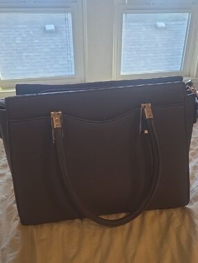 Structured Women's Purse in Dark Brown with Gold Hardware